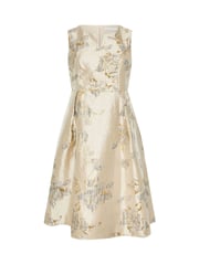 Yours Curve Gold London Jacquard Floral Notch Neck Dress - Image 5 of 5