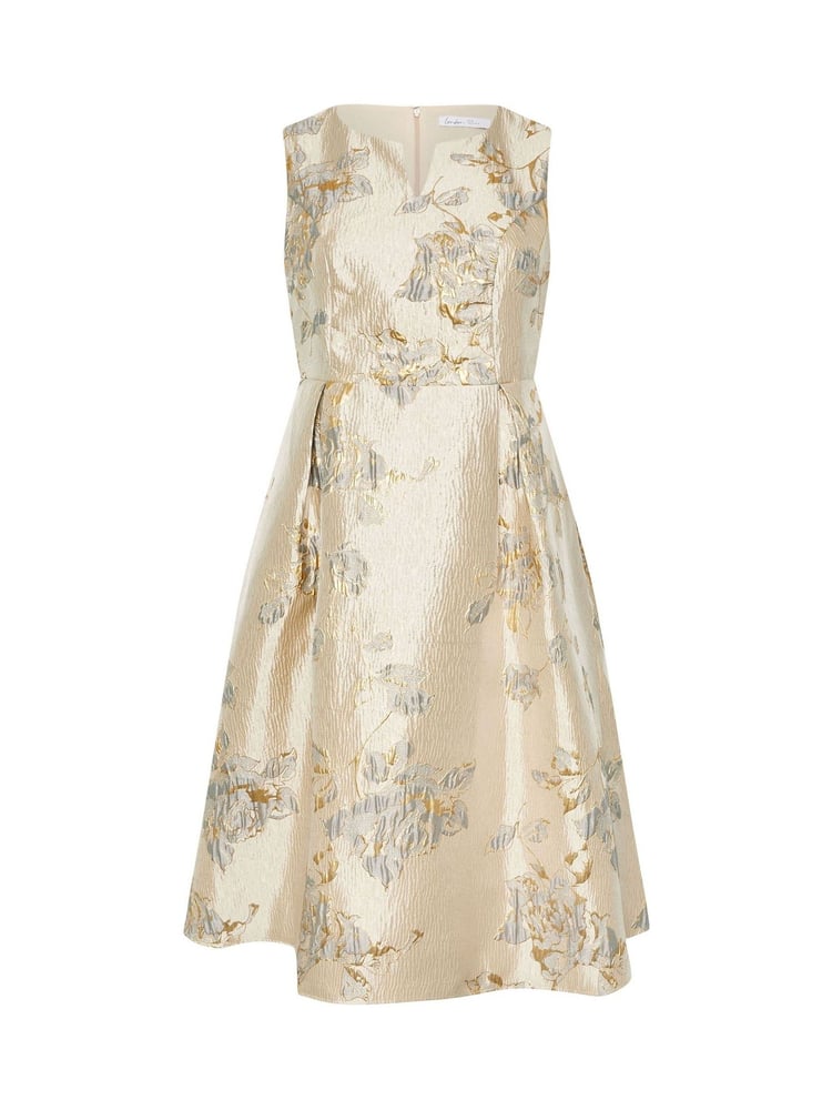 Yours Curve Gold London Jacquard Floral Notch Neck Dress - Image 5 of 5 Yours Curve Gold London Jacquard Floral Notch Neck Dress - Image 5 of 5