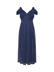 Yours Curve Blue London Metallic Mesh Cold Shoulder Dress - Image 2 of 2