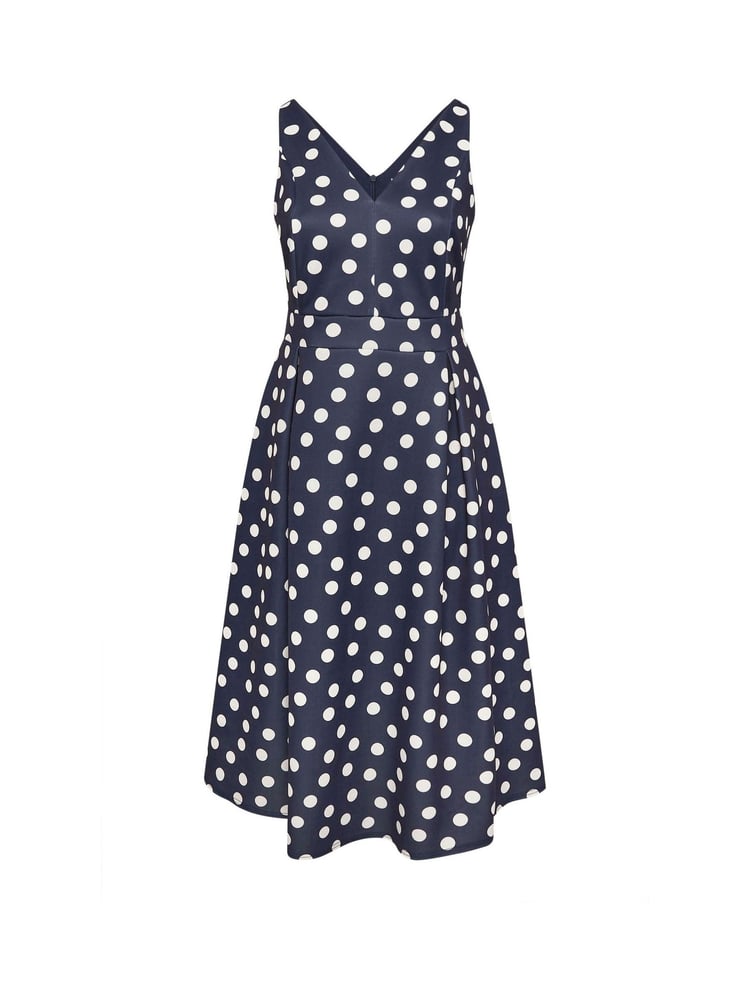 Yours Curve Blue London V-Neck Pleated Dress - Image 5 of 5
