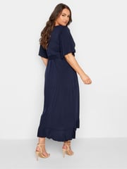 Yours Curve Blue London Ruffle Wrap Dress - Image 3 of 5