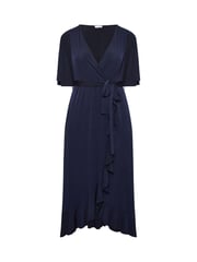 Yours Curve Blue London Ruffle Wrap Dress - Image 5 of 5