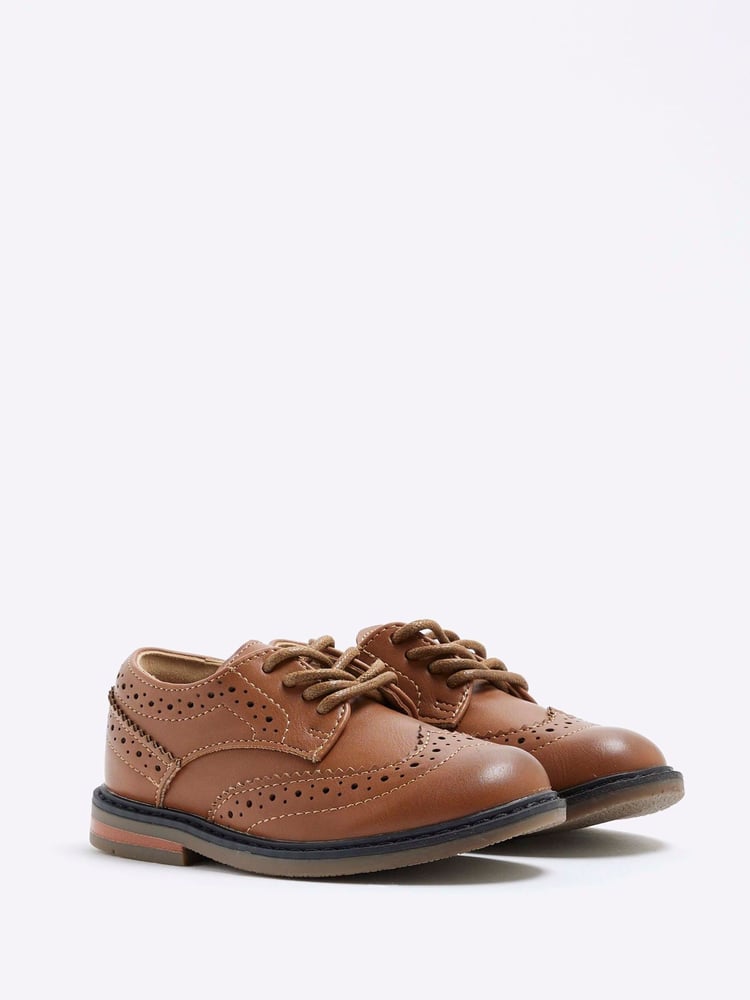 River Island Brown Boys Brogue Shoes - Image 2 of 5