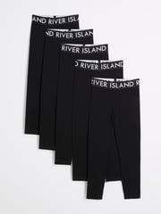 River Island Black Girls Deep Waistband 100% Cotton Leggings 5 Pack - Image 1 of 4