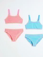River Island Natural Girls Crinkle Textured Bikinis 2 Pack - Image 1 of 4