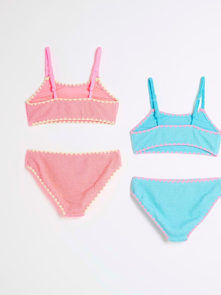 River Island Natural Girls Crinkle Textured Bikinis 2 Pack - Image 2 of 4
