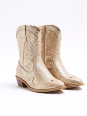 River Island Gold Girls Suede Western Boots - Image 2 of 5