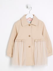 River Island Beige Girls Tulle Trench Coat - Image 1 of 4