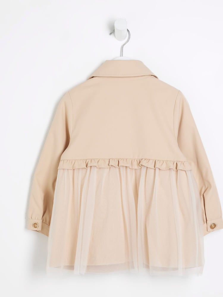 River Island Beige Girls Tulle Trench Coat - Image 2 of 4