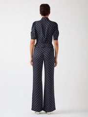 LK Bennett Blue Elsie Spring & Birch Viscose 40'S Polka Dot Button Detail Blouse - Image 2 of 4