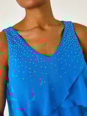 Roman Blue Embellished Hotfix Tiered Chiffon Dress - Image 5 of 5