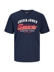 JACK & JONES Junior Blue 100% Cotton Logo Short Sleeve T-Shirts 3 Pack - Image 3 of 4