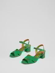 LK Bennett Green Alba Mint Leaf Kid Suede Cross Front Sandals - Image 3 of 4
