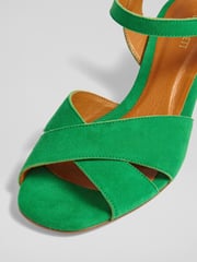 LK Bennett Green Alba Mint Leaf Kid Suede Cross Front Sandals - Image 4 of 4