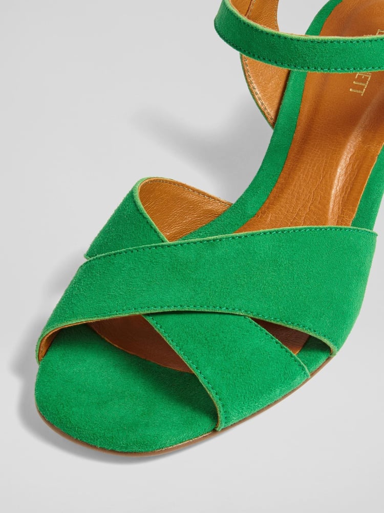 LK Bennett Green Alba Mint Leaf Kid Suede Cross Front Sandals - Image 4 of 4