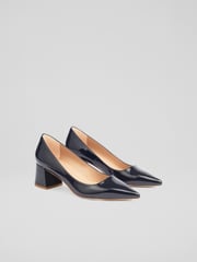 LK Bennett Black Sloane Patent Pointed Black Courts - Image 1 of 4