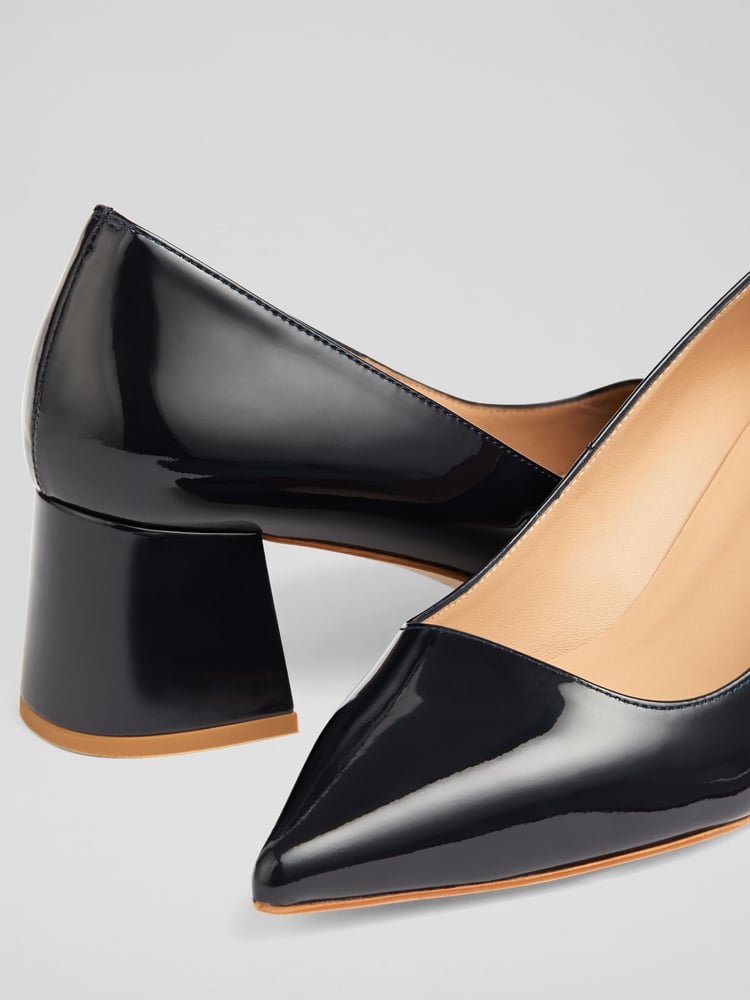 LK Bennett Black Sloane Patent Pointed Black Courts - Image 4 of 4