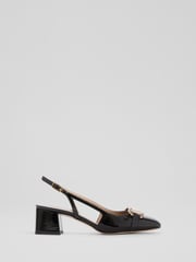 LK Bennett Black Cicely Patent Resin Buckle Slingbacks - Image 1 of 4