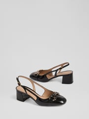 LK Bennett Black Cicely Patent Resin Buckle Slingbacks - Image 3 of 4