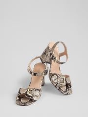 LK Bennett Natural Reeva Snake Effect Oloid Buckle Sandals - Image 3 of 4