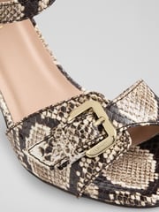 LK Bennett Natural Reeva Snake Effect Oloid Buckle Sandals - Image 4 of 4