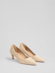 LK Bennett Natural Ava Trench Suede Pointed Kitten Heel Courts - Image 2 of 4