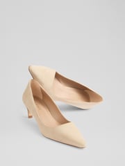LK Bennett Natural Ava Trench Suede Pointed Kitten Heel Courts - Image 3 of 4