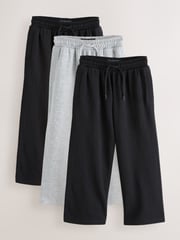 Black/Grey Wide Fit Joggers 3 Pack (3-16yrs) - Image 1 of 7