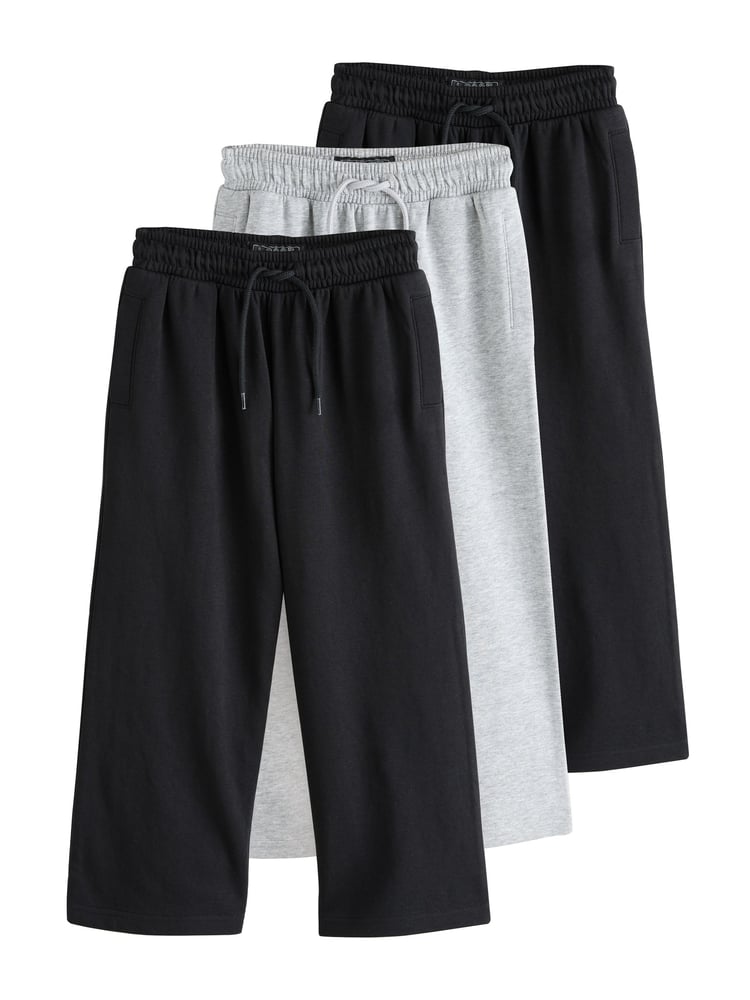 Black/Grey Wide Fit Joggers 3 Pack (3-16yrs) - Image 7 of 7