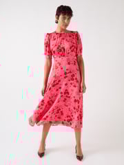 LK Bennett Pink Petite Jem Desert Rose & Rio Viscose Wildflower Tea Dress - Image 1 of 5