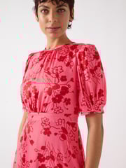 LK Bennett Pink Petite Jem Desert Rose & Rio Viscose Wildflower Tea Dress - Image 3 of 5