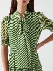 LK Bennett Green Petite Coco Treetop Birch Tie Neck Georgette Dress - Image 4 of 4