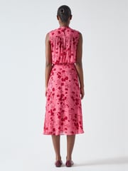 LK Bennett Pink Rhoda Desert Rose & Rio Red Viscose Wildflower Layered Tiered Skirt - Image 3 of 4