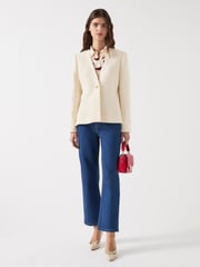 LK Bennett Cream Chloe Cotton Blend Tweed Single Breasted Jacket - Image 3 of 7
