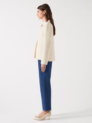 LK Bennett Cream Chloe Cotton Blend Tweed Single Breasted Jacket - Image 5 of 7