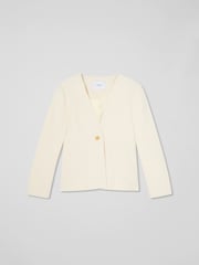 LK Bennett Cream Chloe Cotton Blend Tweed Single Breasted Jacket - Image 6 of 7