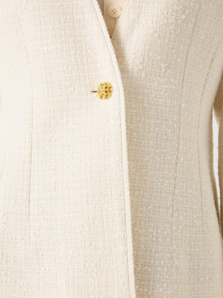 LK Bennett Cream Chloe Cotton Blend Tweed Single Breasted Jacket - Image 7 of 7