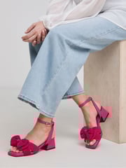 Simply Be Pink Extra Wide Fit Double Bow Low Block Heels - Image 2 of 4