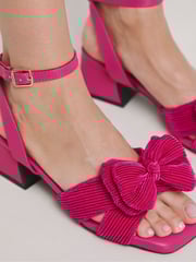 Simply Be Pink Extra Wide Fit Double Bow Low Block Heels - Image 4 of 4