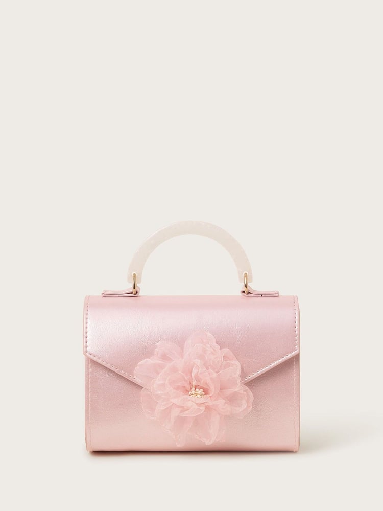 Monsoon Pink Cassie Shimmery Tulle Flower Bridesmaid Bag - Image 1 of 4