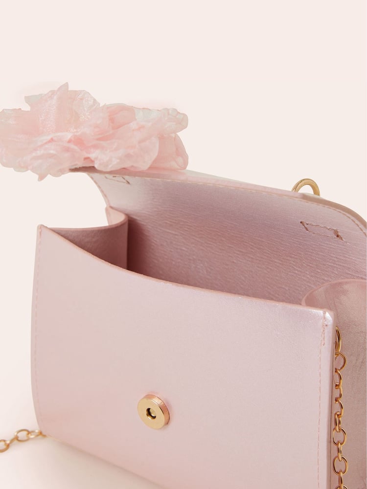 Monsoon Pink Cassie Shimmery Tulle Flower Bridesmaid Bag - Image 4 of 4