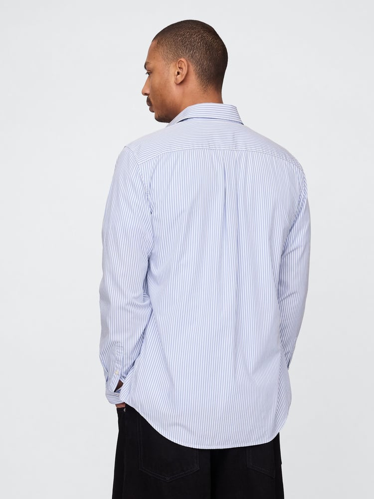 Gap Blue Stripe Long Sleeve Poplin Classic Shirt - Image 2 of 5