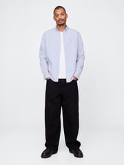 Gap Blue Stripe Long Sleeve Poplin Classic Shirt - Image 3 of 5