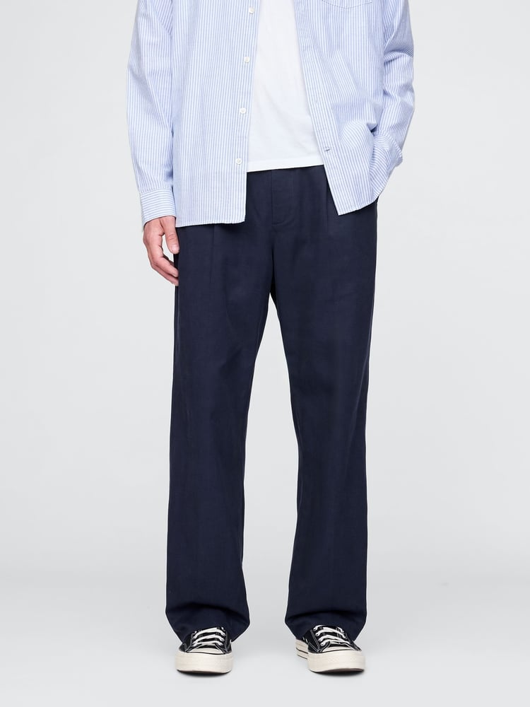 Gap Navy Blue UltraSoft Pleated Trousers - Image 1 of 5