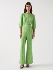 LK Bennett Green Petite Naomi Jelly Bean & Italian Straw Viscose Swirl Print Crepe Jumpsuit - Image 1 of 5