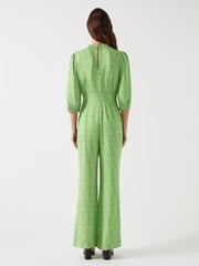 LK Bennett Green Petite Naomi Jelly Bean & Italian Straw Viscose Swirl Print Crepe Jumpsuit - Image 2 of 5