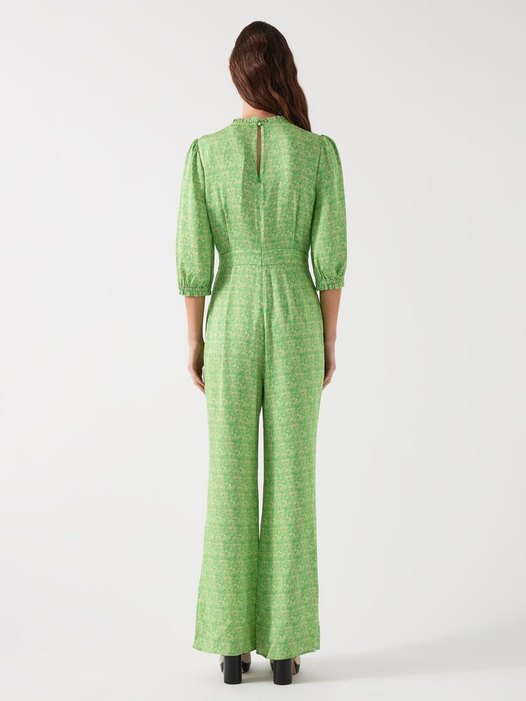 LK Bennett Green Petite Naomi Jelly Bean & Italian Straw Viscose Swirl Print Crepe Jumpsuit - Image 2 of 5