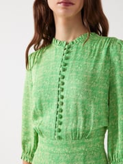 LK Bennett Green Petite Naomi Jelly Bean & Italian Straw Viscose Swirl Print Crepe Jumpsuit - Image 4 of 5