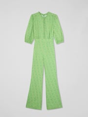 LK Bennett Green Petite Naomi Jelly Bean & Italian Straw Viscose Swirl Print Crepe Jumpsuit - Image 5 of 5