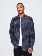 Gap Blue Check Long Sleeve Poplin Classic Shirt - Image 1 of 3